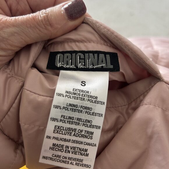 Original Nicole Miller Light Pink Quilted Faux Fur Lined Vest Size Small - Picture 3 of 9